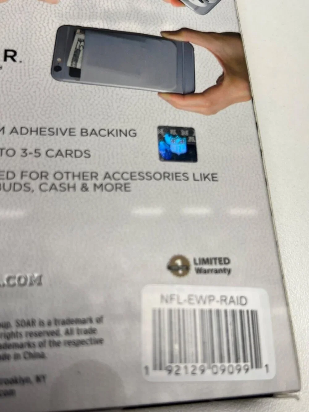 Las Vegas Raiders Phone Wallet Elastic Universal with 3M Adhesive NFL Merch